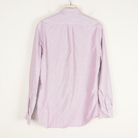 Ralph Lauren Slim Fit Long Sleeve 100% Pique Cotton Red Pink Button Down Shirt L - Picture 2 of 9